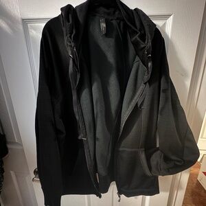 Black Full-Zip Hoodie w/ Zipper Sleeve Pocket – Size 3XL